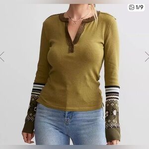 Free People Mikah Layering Thermal Top- Size Large